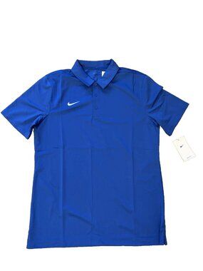 NWT! Nike Men's M Blue Dri-FIT Football Stadium Polo Shirt Short Sleeve